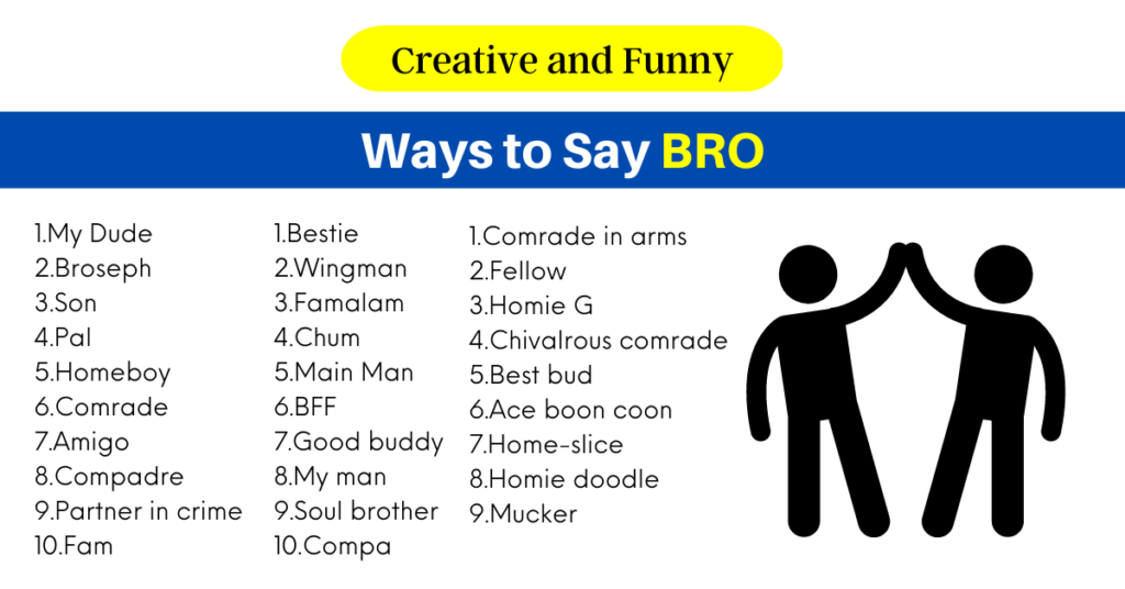 200 Creative and Funny Ways to Say BRO - MyWaystoSay
