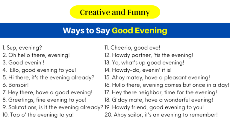 290-creative-and-funny-ways-to-say-good-evening-mywaystosay