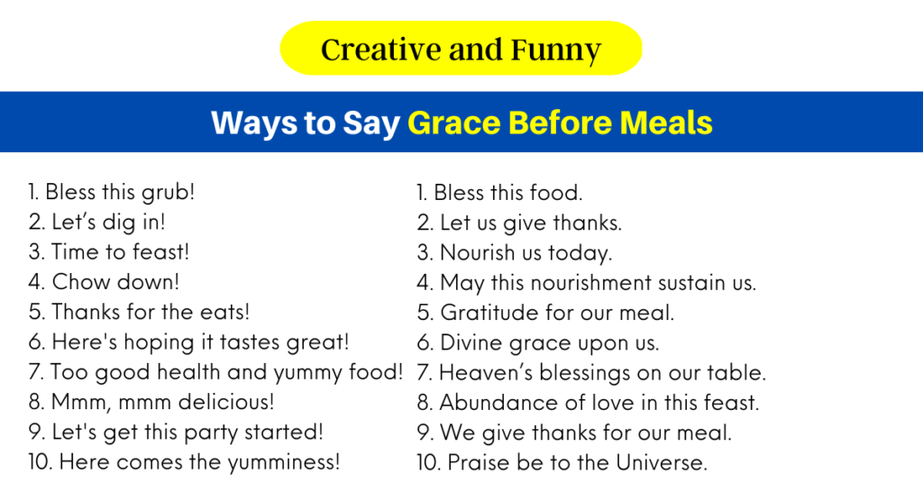 Funny Ways To Say Grace Before Meals