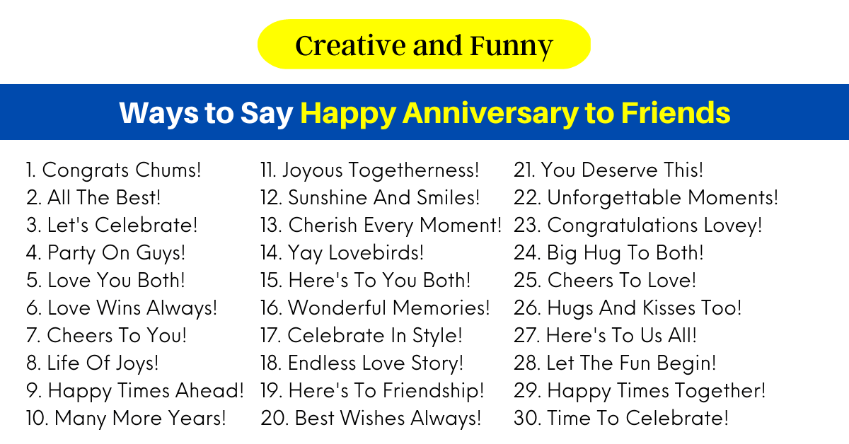 Ways to Say Happy Anniversary to Friends