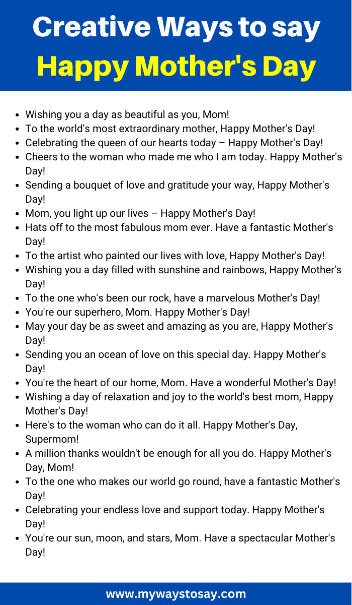 Creative Ways to say Happy Mothers Day