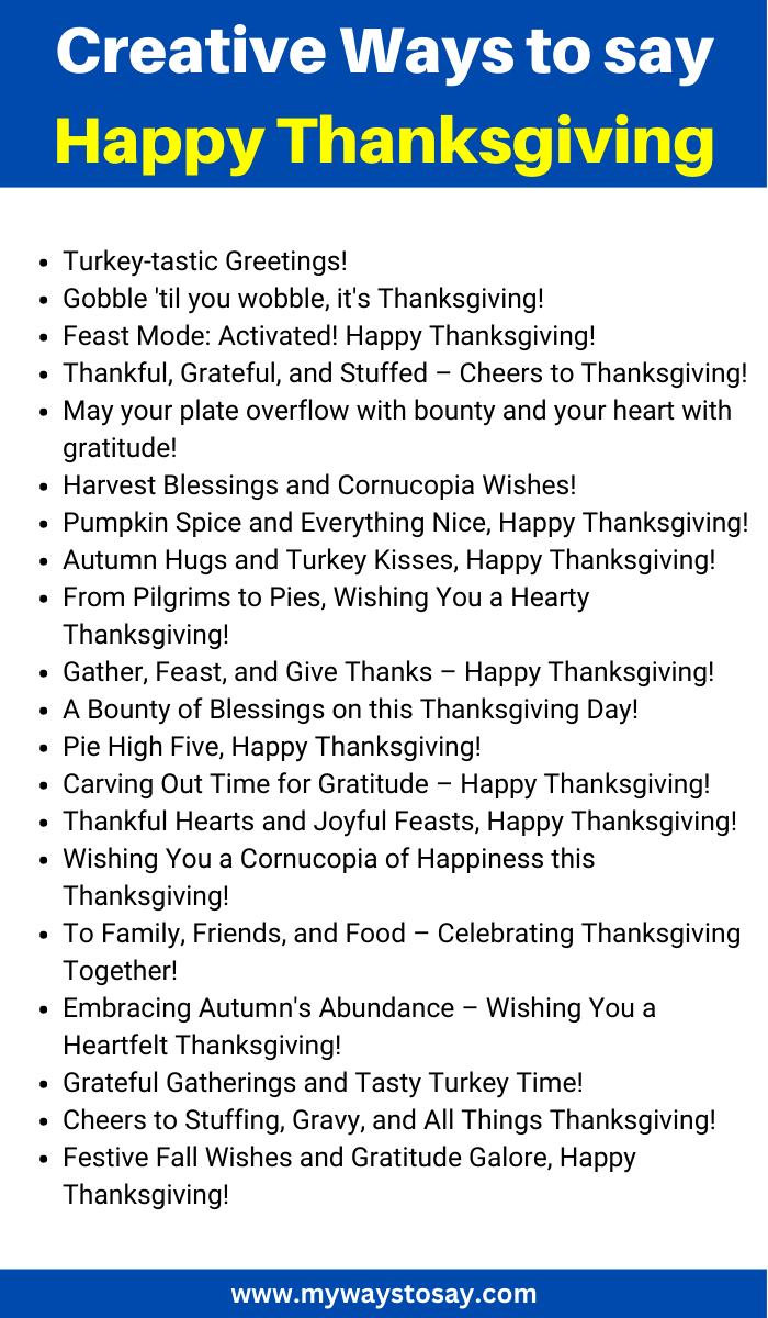 Creative Ways to say Happy Thanksgiving