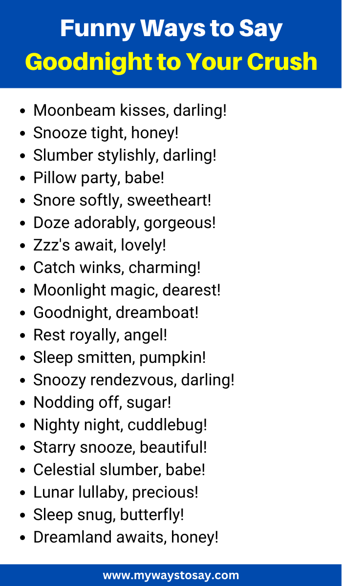 Funny Ways to Say Goodnight to Your Crush