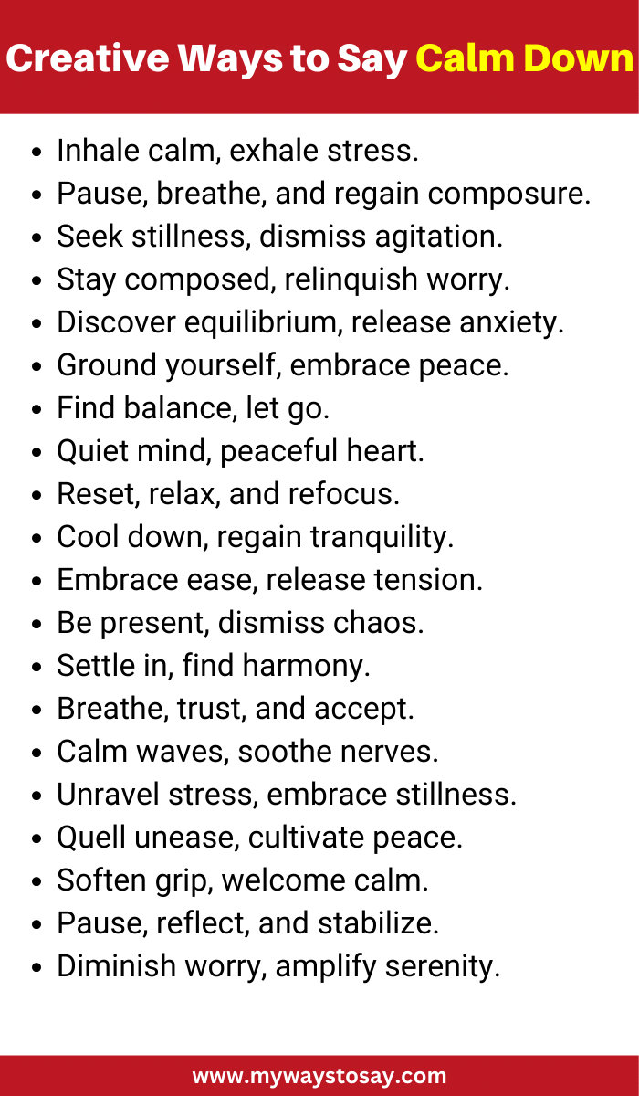 Creative Ways to Say Calm Down