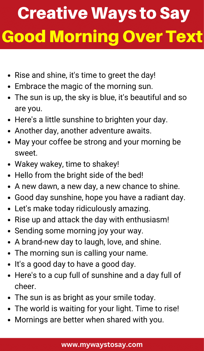 Creative Ways to Say Good Morning Over Text