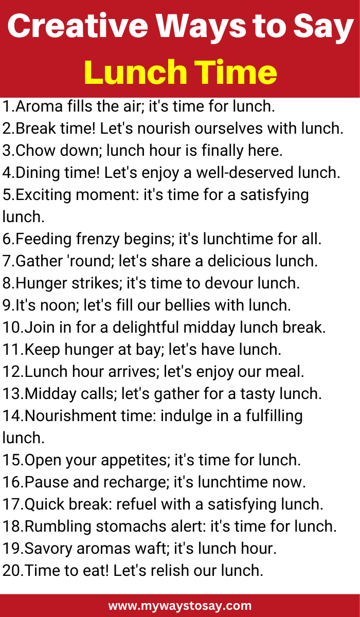 Creative Ways to Say Lunch Time