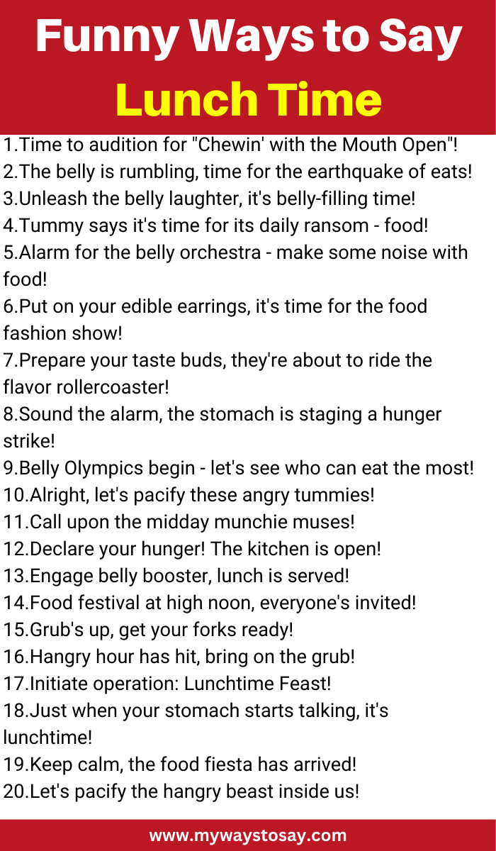 Funny Ways to Say Lunch Time