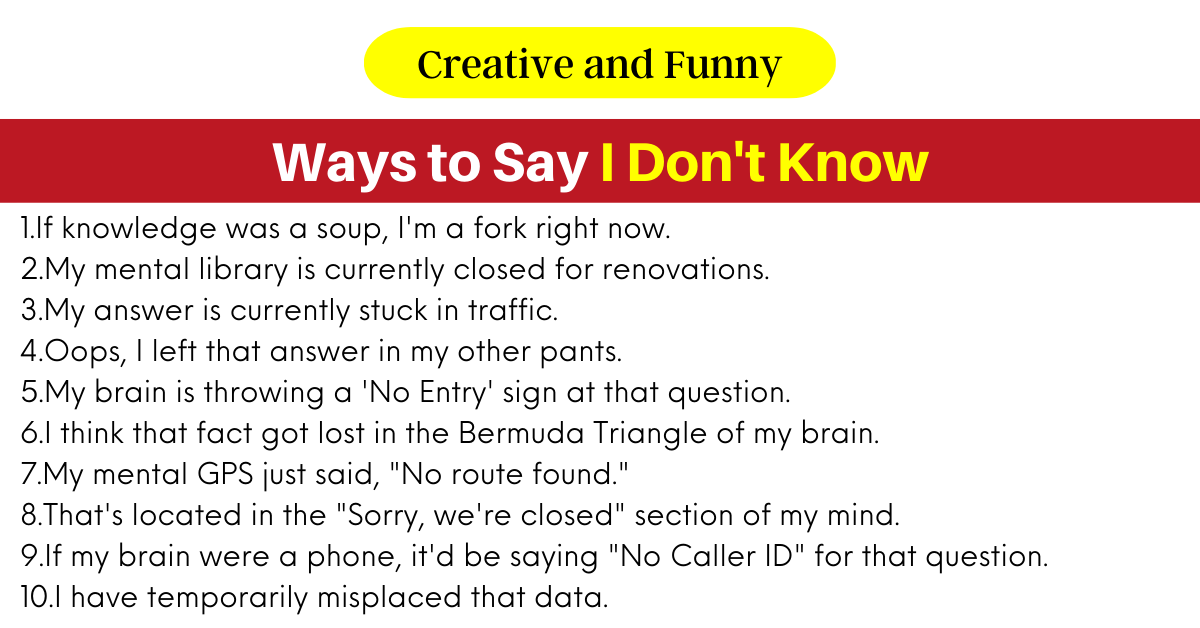 Ways to Say I Don't Know