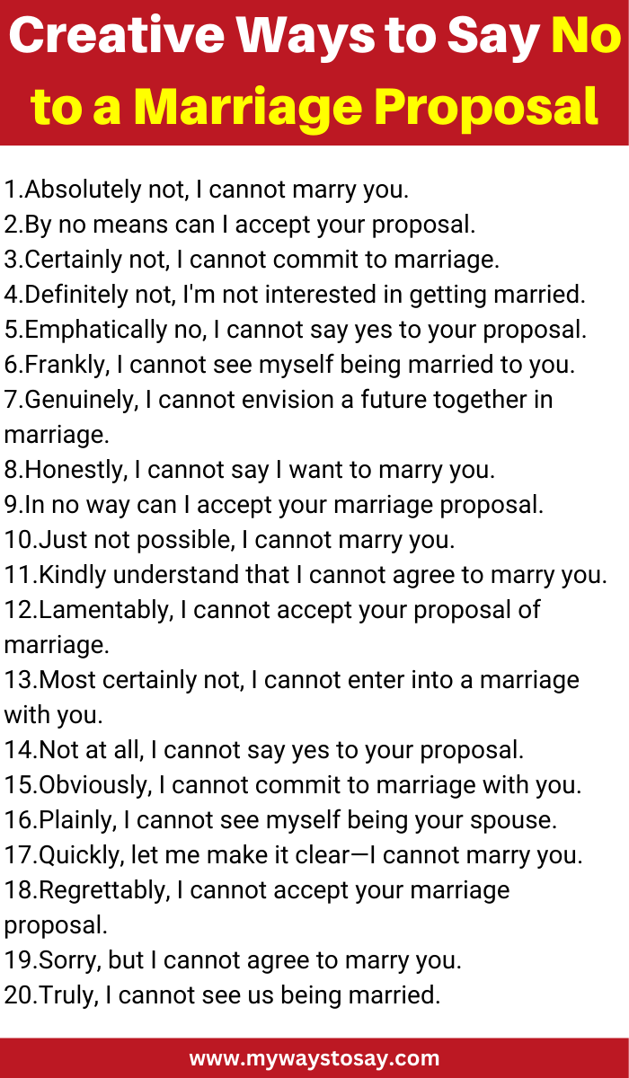Creative Ways to Say No to a Marriage Proposal