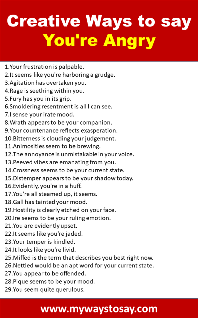 100 Creative and Funny Ways to Say You're Angry (2024)