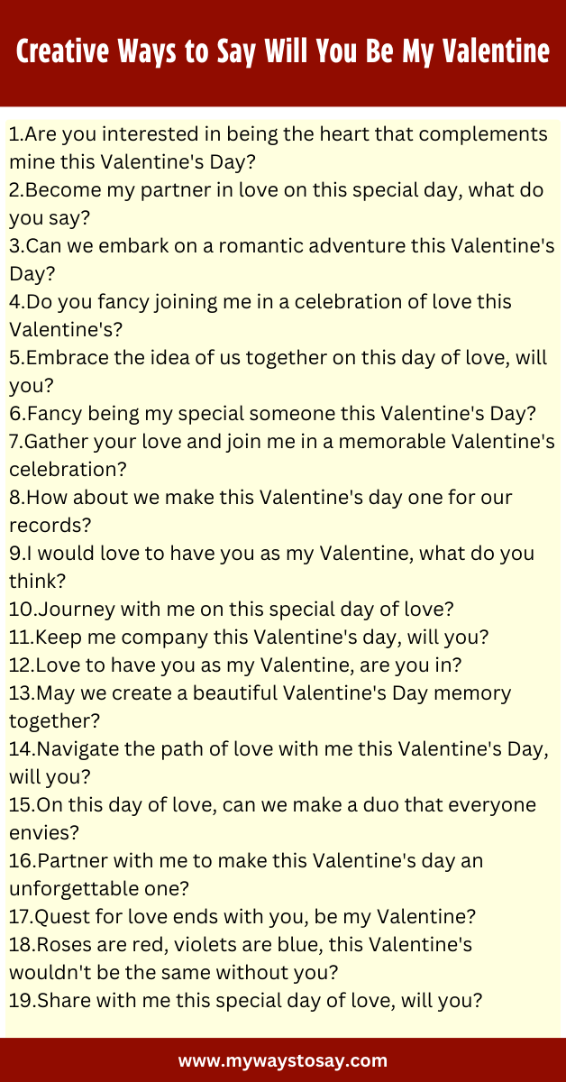 Creative Ways to Say Will You Be My Valentine
