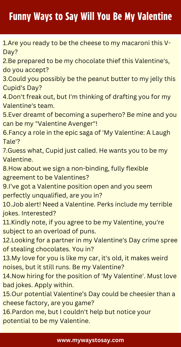 Funny Ways to Say Will You Be My Valentine