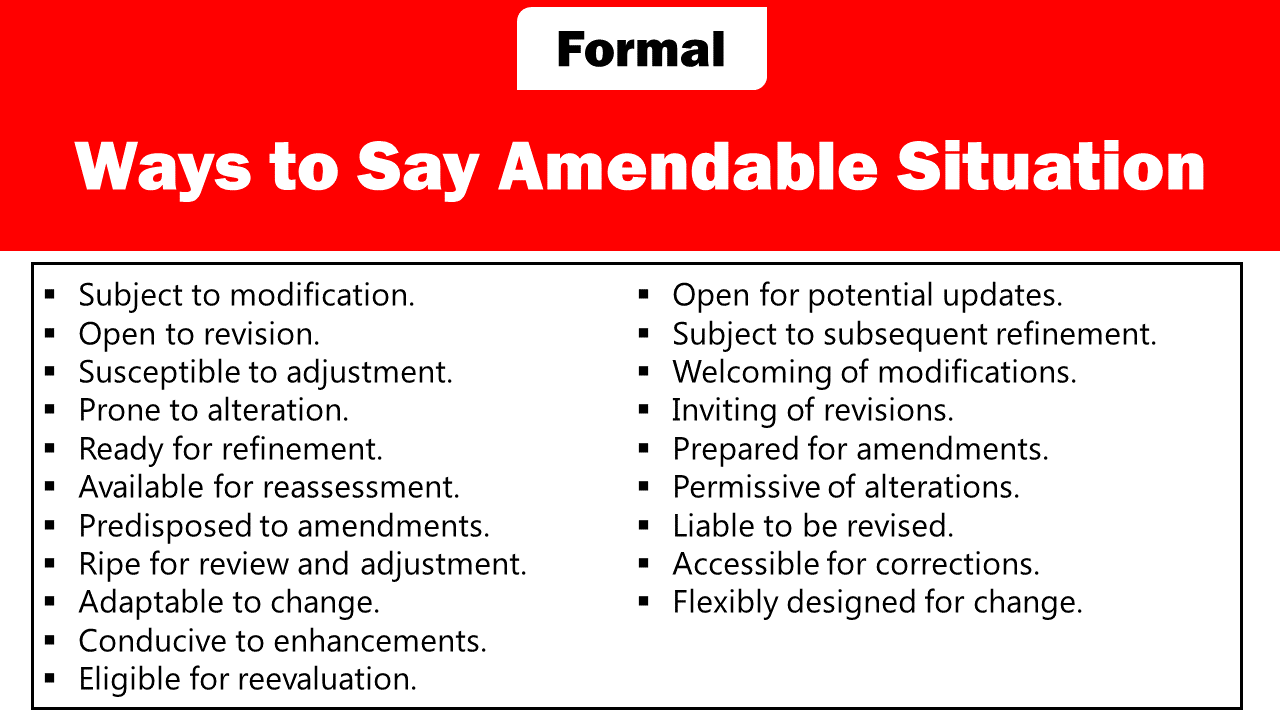 formal ways to say amendable situation