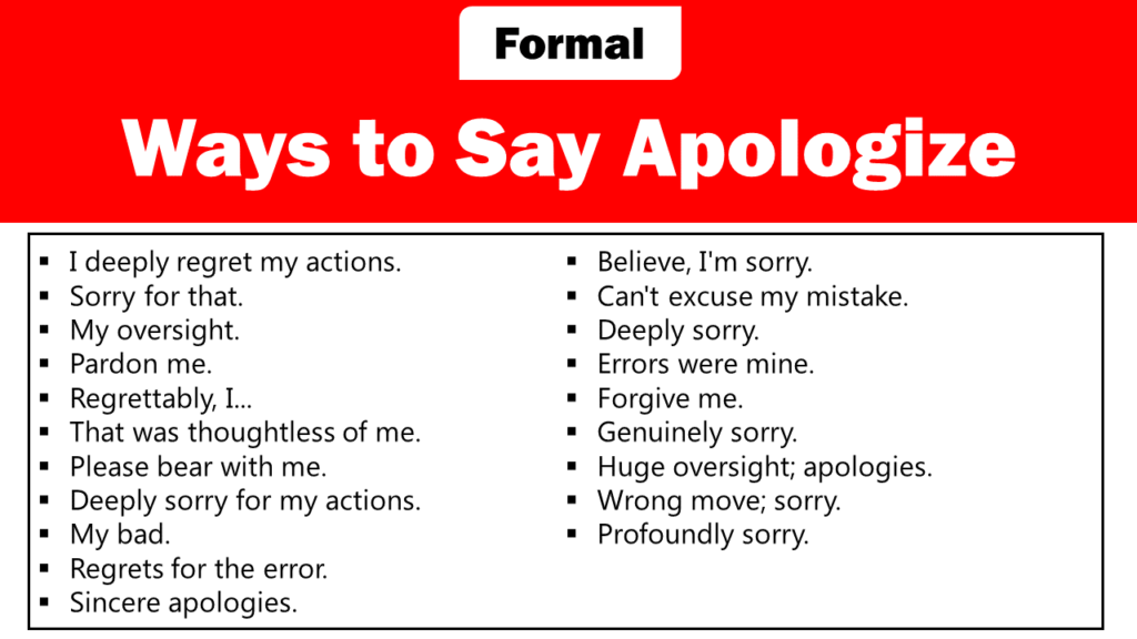 formal ways to say apologize