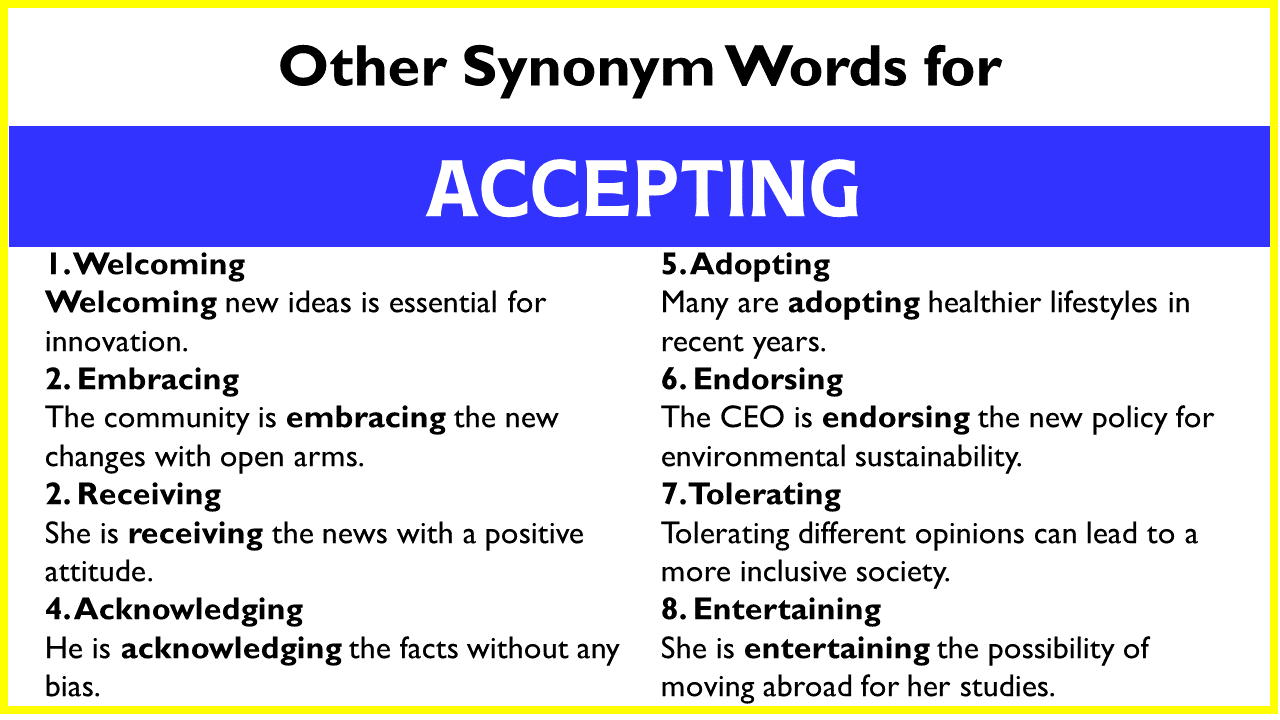 Other Synonym Words for “Accepting”