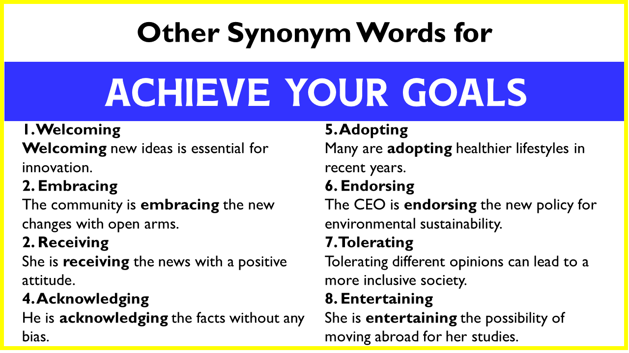Other Synonym Words for “Achieve Your Goals”