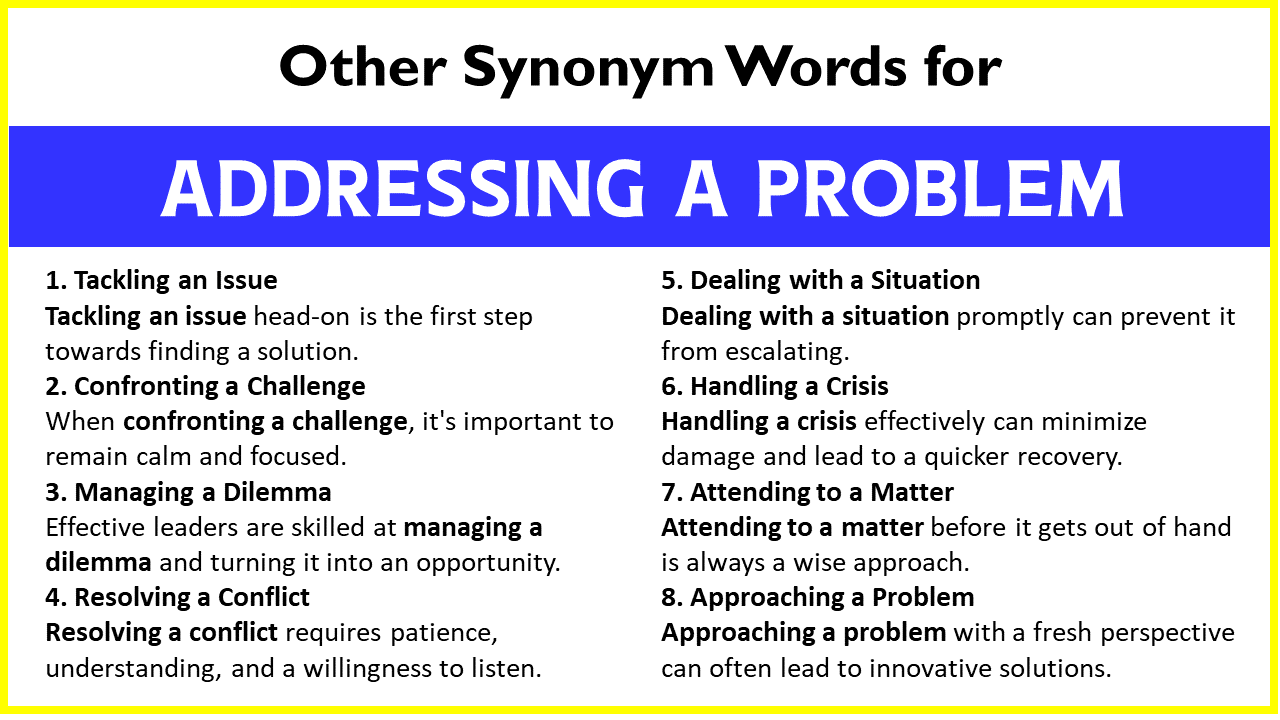 Other Synonym Words for “Addressing A Problem”