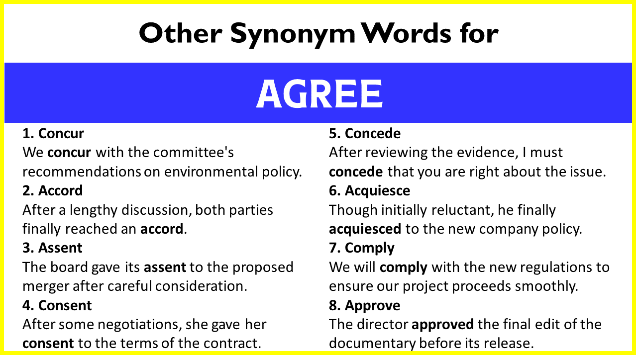 Other Synonym Words for “Agree”