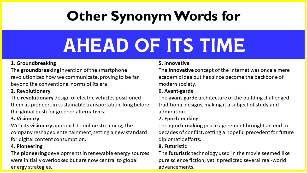 Other Synonym Words for “Ahead Of Its Time”