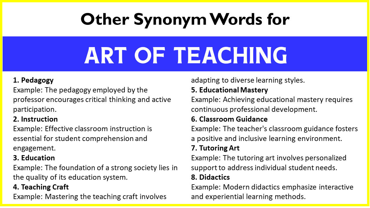 Other Synonym Words for “Art Of Teaching”