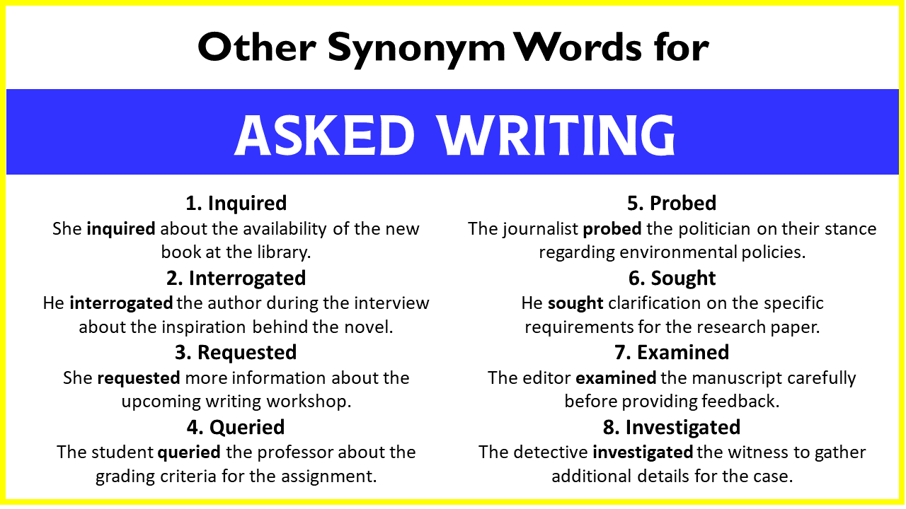 Other Synonym Words for “Asked Writing”