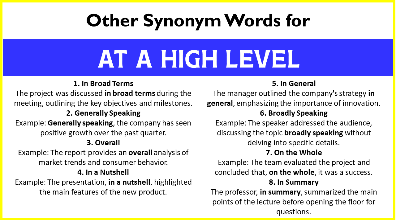 Other Synonym Words for “At A High Level”