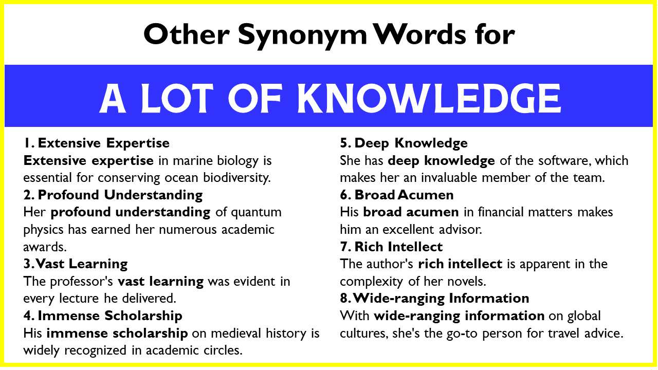Other Synonyms Words for “A Lot Of Knowledge”