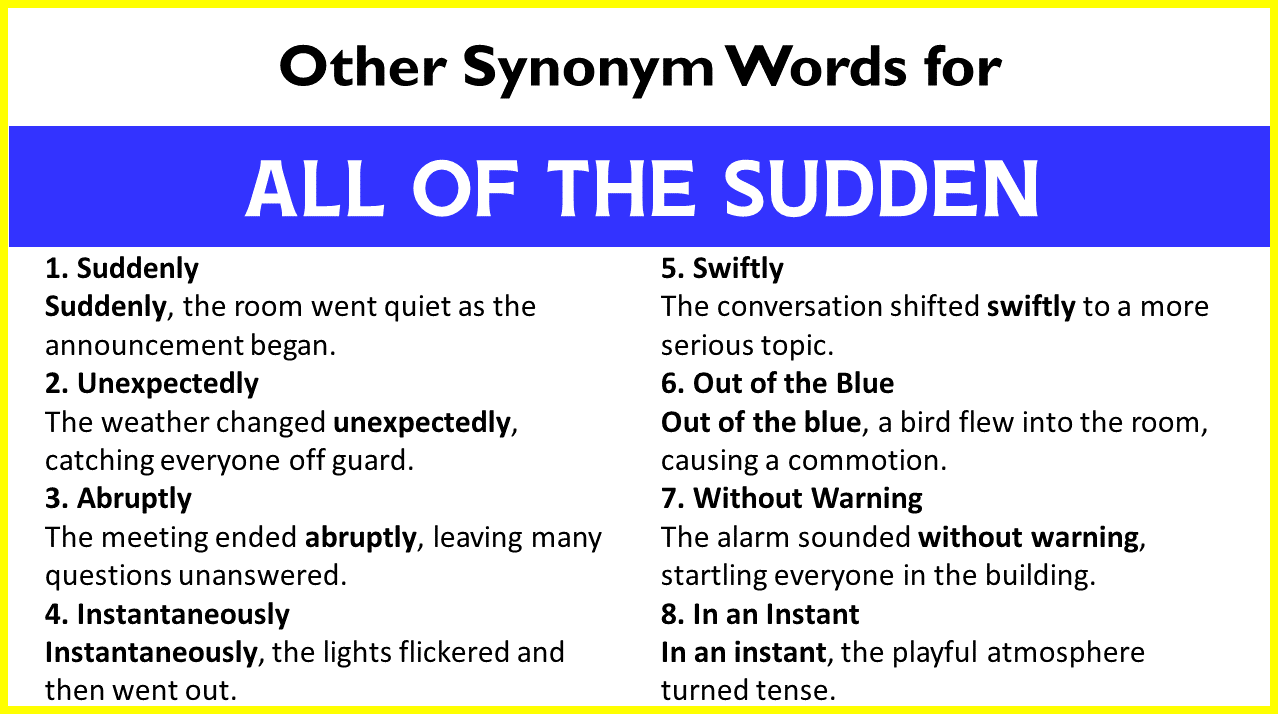 Other Words for “All Of The Sudden”