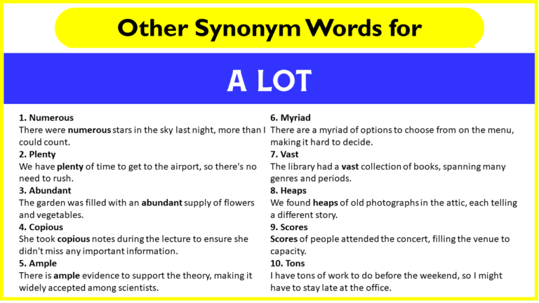 Other Synonym Words for “A Lot” - MyWaystoSay