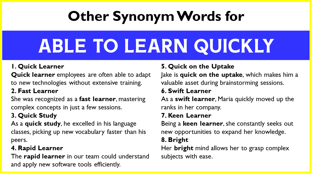Synonym Words for “Able To Learn Quickly”