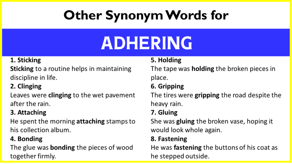 Synonym Words for “Adhering”